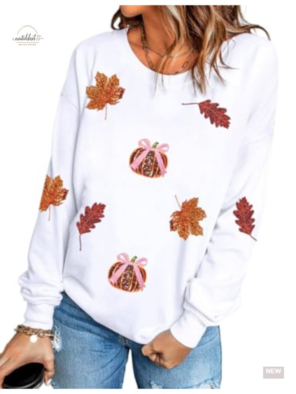 Womens Game Day Sequin Rugby Pullover Sweatshirt Crewneck